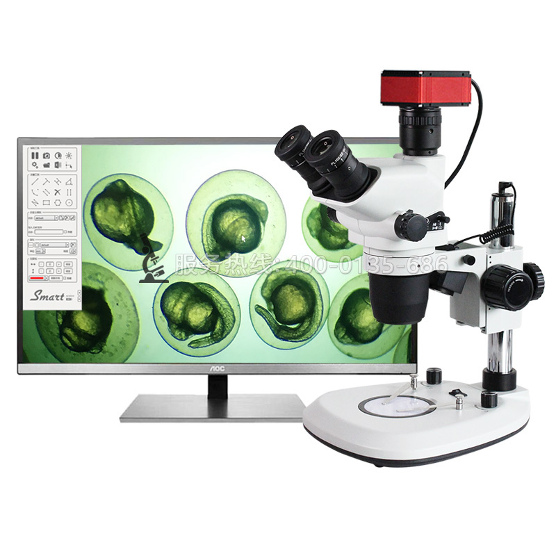 科研級高清4K連續(xù)變倍體視顯微鏡6.7-45X光學(xué)數(shù)碼放大胚胎斑馬魚觀察可接顯示器
